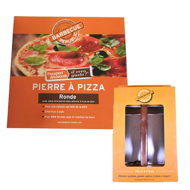 Set Barbecue Republic Pierre à Pizza Ronde Ø38 Cm Et Pelle 3 Set Barbecue Republic Pierre à Pizza Ronde Ø38 Cm Et Pelle